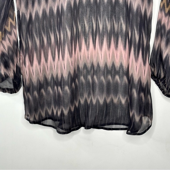 Guess by Marciano 100% Silk Chiffon Long Sleeve Mulitcolo Pullover Tunic - Picture 4 of 9